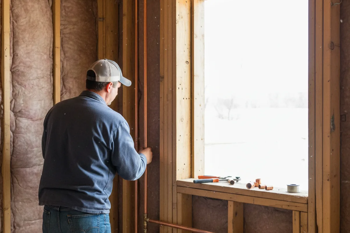 Licensed plumber running new copper supply lines in a Rossburg home