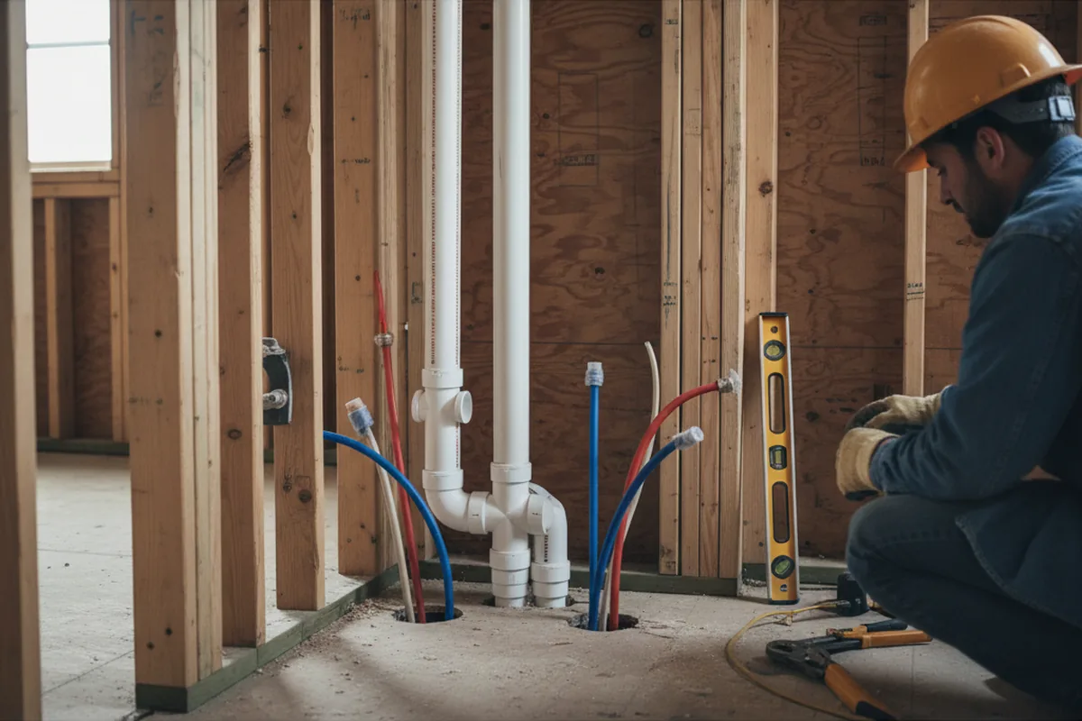 Drain and supply rough-in during Leak Detection in Rossburg